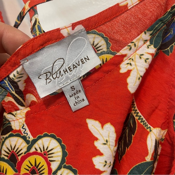 Orange Floral Criss Cross Dress - Picture 2 of 2